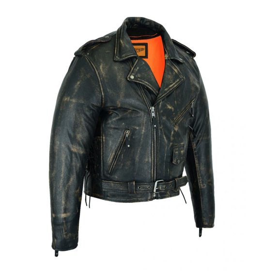 Dream Apparel Leather Motorcycle Jacket for Men Moto Riding Classic Biker Jacket Brown