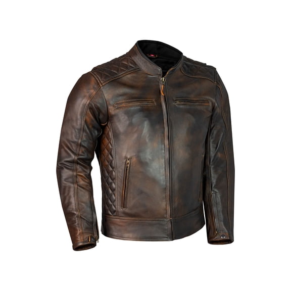 Dream Apparel Leather Motorcycle Jacket for Men Moto Riding Classic Biker Jacket Brown