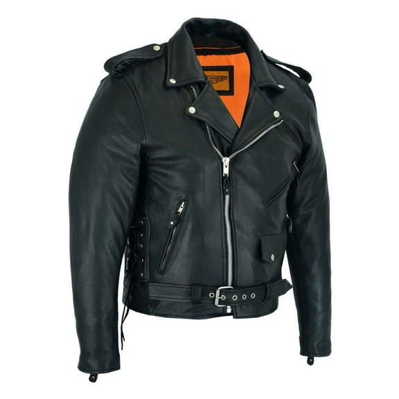 Dream Apparel Leather Motorcycle Jacket for Men Moto Riding Classic Biker Jacket with Removable Liner Black