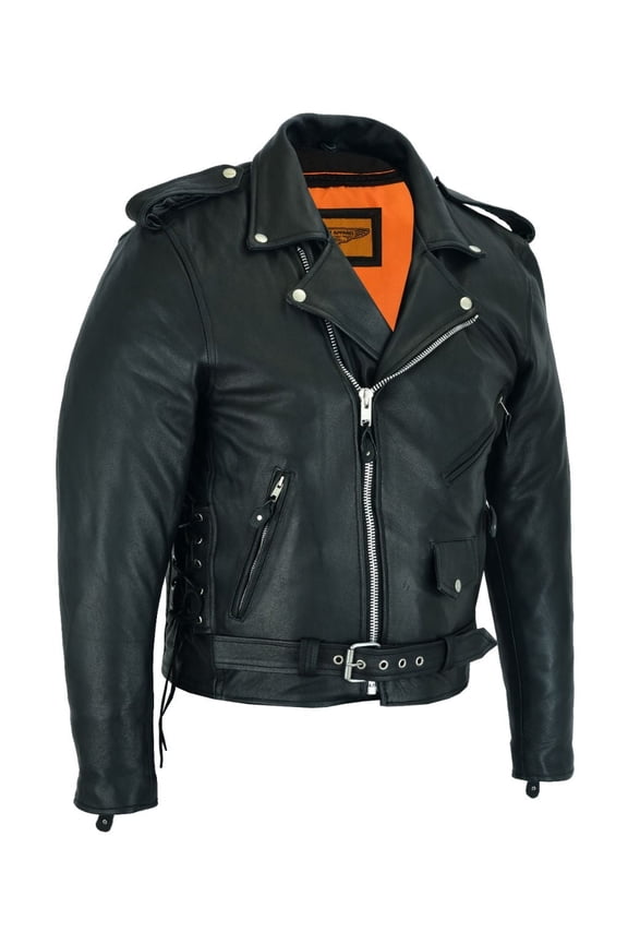 Leather Motorcycle Jacket for Men Moto Riding Classic Biker Jacket with Removable Liner Black