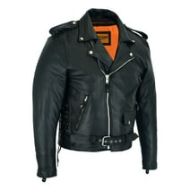 Dream Apparel Leather Motorcycle Jacket for Men Moto Riding Classic Biker Jacket with Removable Liner Black