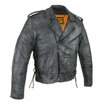 Dream Apparel Leather Motorcycle Jacket for Men Moto Riding Classic Biker Jacket with Removable Liner Gray