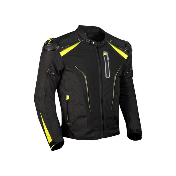 Dream Apparel Men’s Textile Motorcycle Jacket with CE Armor, Reflective Panels, Removable Padding, Breathable Mesh