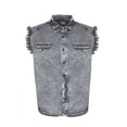 thumbnail image 1 of Dream Apparel Men's Biker Cuttoff Vest Denim/Cotton Shirt with Vintage and Frayed Sleeveless Look 2 Front Pockets, 1 of 7