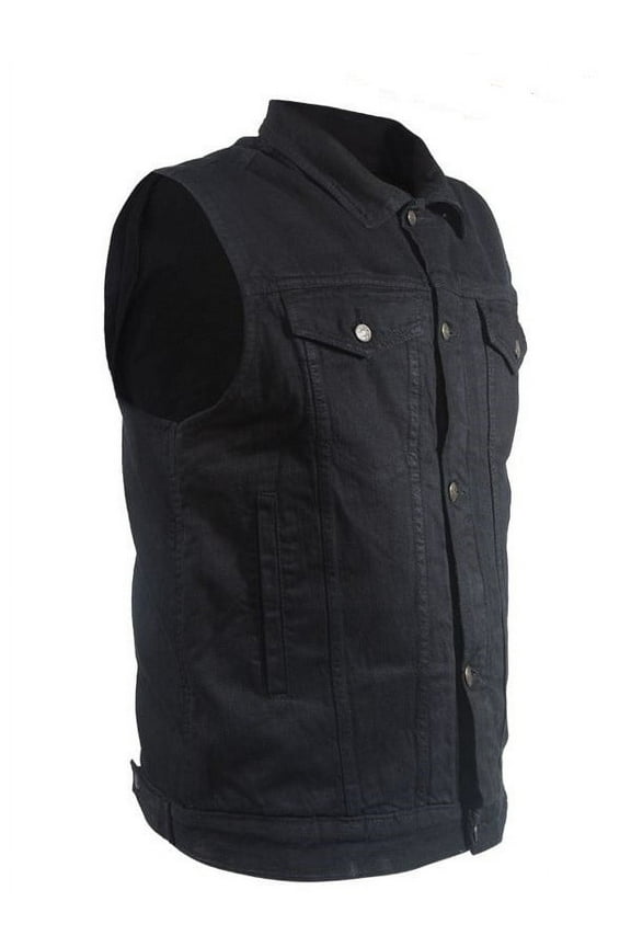 Men’s Black Denim Motorcycle Vest Club Vest