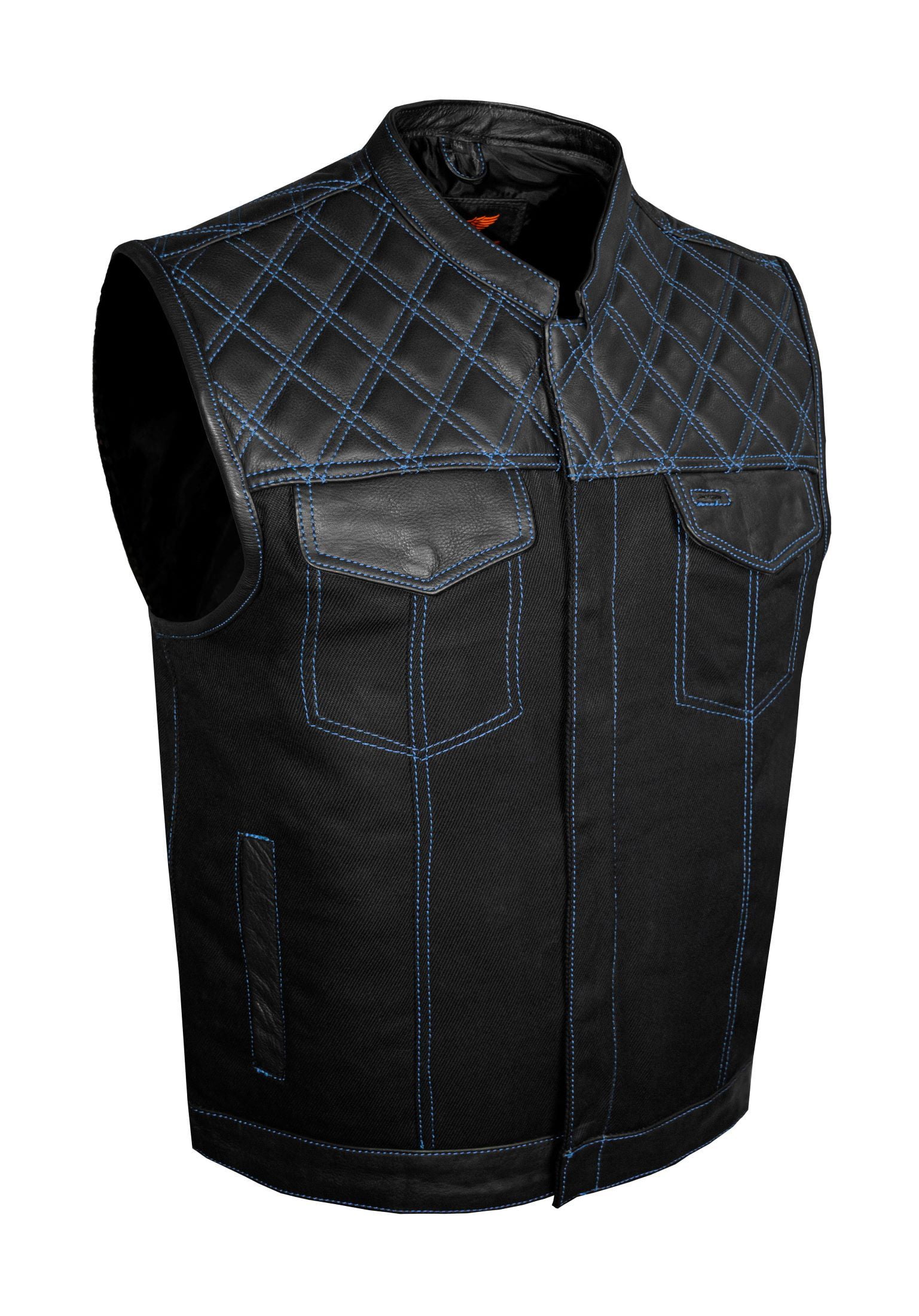Dream Apparel Men's Denim & Leather Motorcycle Vest Biker Club Vest For ...