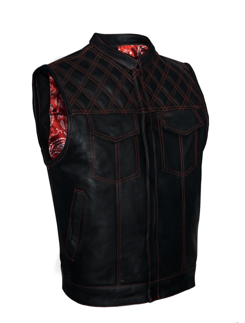 Dream Apparel Men's Leather Motorcycle Vest SOA Biker Club Vest For ...