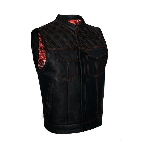 Dream Apparel Men's Leather Motorcycle Vest SOA Biker Club Vest For Riding