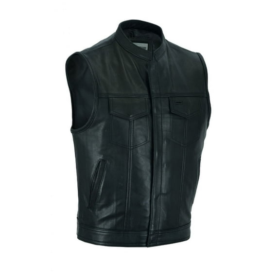 Dream Apparel Men's Leather Motorcycle Vest SOA Biker Club Vest For Riding