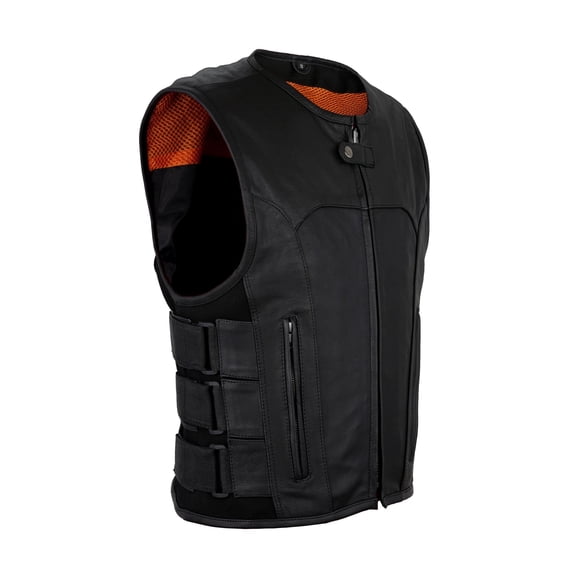Dream Apparel Men's Leather Motorcycle Vest with Straps on Side