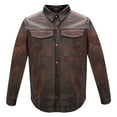 thumbnail image 1 of Dream Apparel Men's Motorcycle Biker Riding Leather Shirt Mens Light Weight Leather Shirt For Summer Riding Distressed Brown, 1 of 9