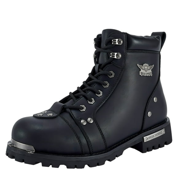 Dream Apparel Men's Motorcycle Boot Riding Combat Boots for rider Waterproof Biker Boots with Side Zipper