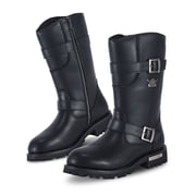 Dream Apparel Mens Motorcycle Boots PU Leather Waterproof With Side Zipper For Motorbike Riding Work Outdoor