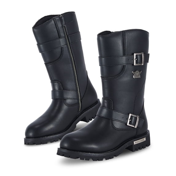 Dream Apparel Men's Motorcycle Boots PU Leather Waterproof With Side Zipper For Motorbike Riding Work Outdoor