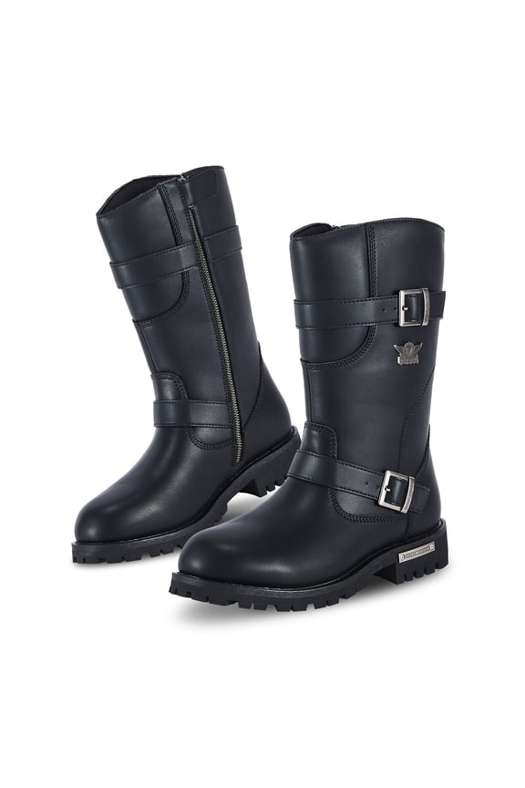 Men's Motorcycle Boots PU Leather Waterproof With Side Zipper For Motorbike Riding Work Outdoor