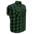 thumbnail image 1 of Dream Apparel Men's Sleeveless Flannel Shirt Black & Green Sleek Design Cotton Shirt Frayed Sleeves, 1 of 7