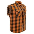 thumbnail image 1 of Dream Apparel Men's Sleeveless Flannel Shirt Black & Orange Sleek Design Cotton Shirt Frayed Sleeves, 1 of 7