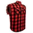 thumbnail image 1 of Dream Apparel Men's Sleeveless Flannel Shirt Black & Red Sleek Design Cotton Shirt Frayed Sleeves, 1 of 7