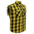thumbnail image 1 of Dream Apparel Men's Sleeveless Flannel Shirt Black & Yellow Sleek Design Cotton Shirt Frayed Sleeves, 1 of 7