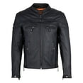 thumbnail image 1 of Dream Apparel Mens Leather Motorcycle Racer Jacket Premium Cowhide Leather Zipper Front Zipout Lining Black, 1 of 9