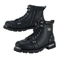 thumbnail image 1 of Dream Apparel Mens Motorcycle Boots for Riding Biker with Side Zipper, Waterproof Black Faux Leather Biker Boots Ankle Booties, Lace Up Military Combat Boots with Low Heel, 1 of 7