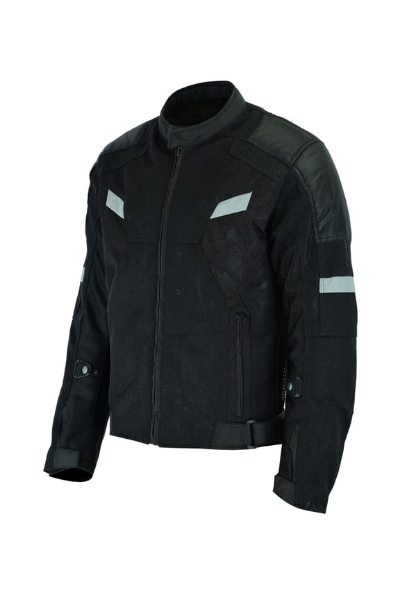 Mens Motorcycle Perforated Textile Reflective Mesh Riding 3 Season Jacket with armors