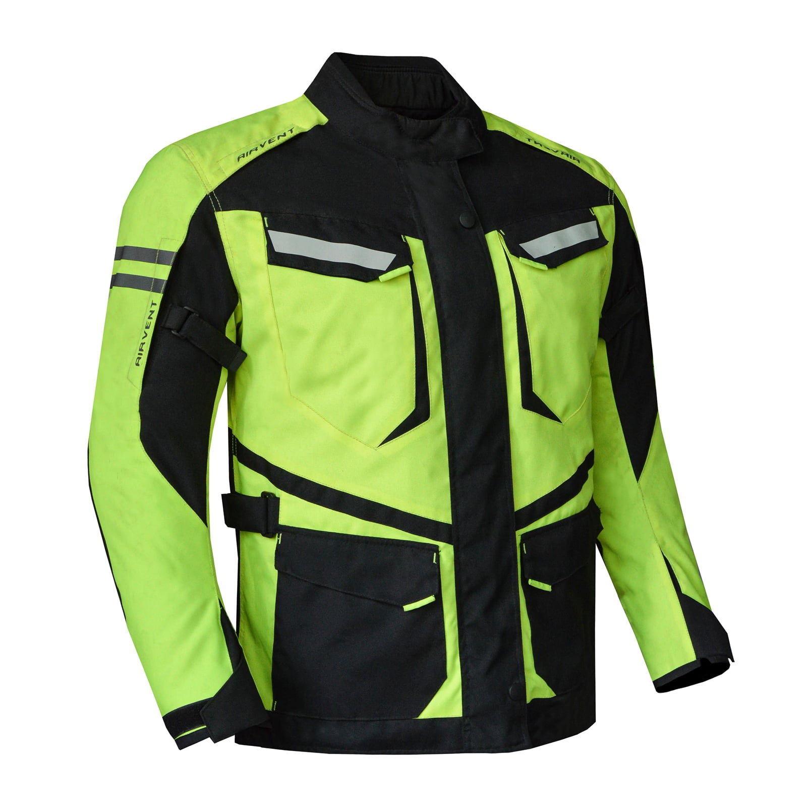 Dream Apparel Mens Motorcycle jacket Black, Armored Protective Round Neck & Air Vents