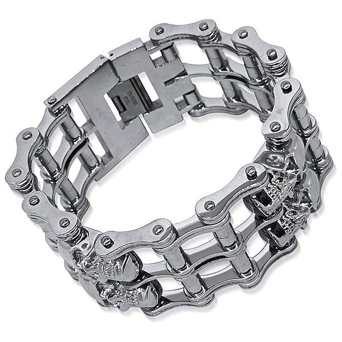 Biker Bracelet For Men 18K Gold PVD Coated Stainless Steel Bike