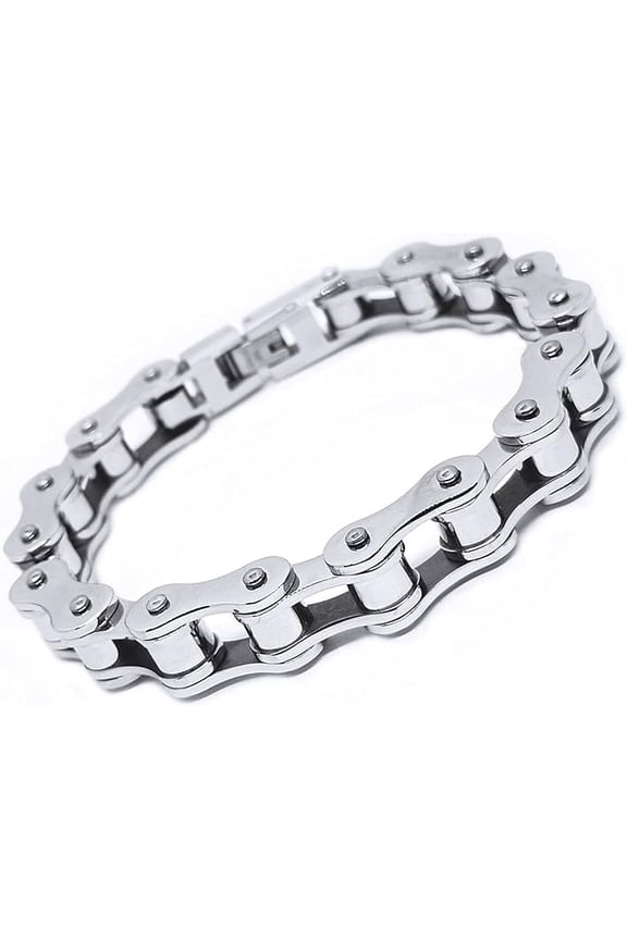 Mens Stainless Steel Bike Chain Motorcycle Chain Bracelet for Women, Heavy Metal Biker Bracelet, Bicycle Link Chain Bracelet