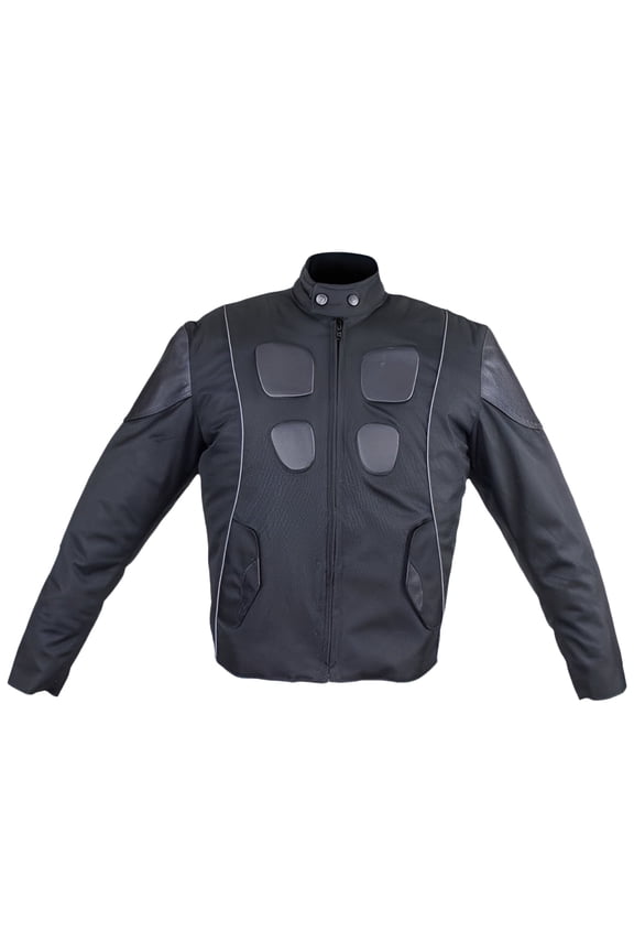 Mens Textile Motorcycle Jacket Leather Padding on Shoulders