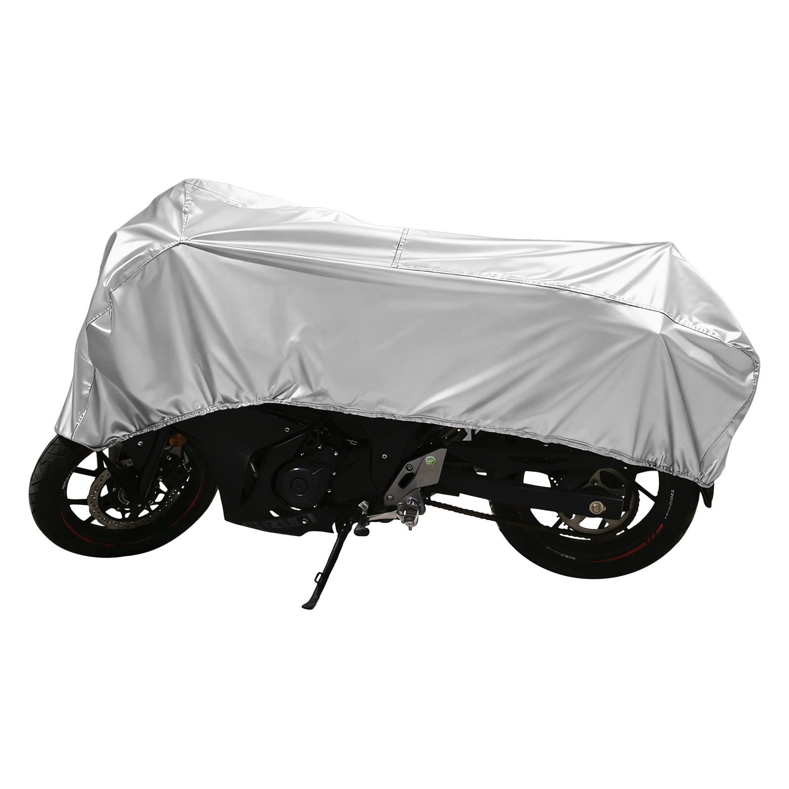 Dream Apparel Motorcycle Half Cover, Waterproof Motorcycle Cover for Outdoor, Rain Snow Dust Protection Universal Fit Heavy Duty Motorbike Vehicle Cover with Storage Bag, Silver L