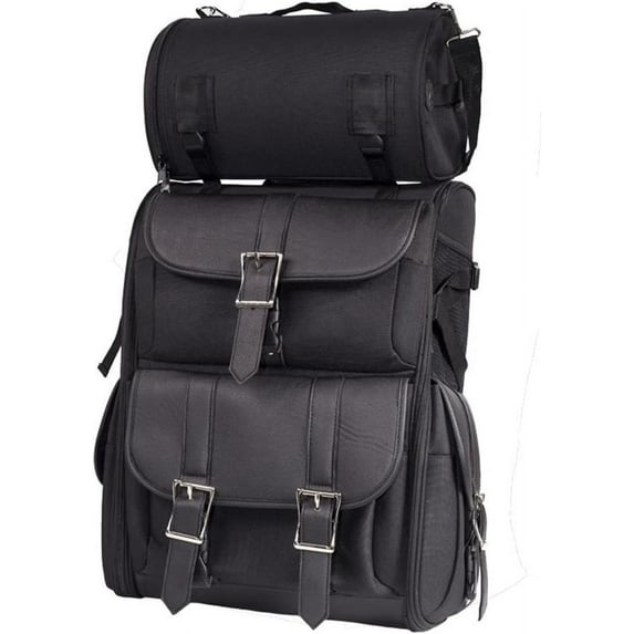 Dream Apparel Motorcycle Sissy Bar Bags Big-Capacity Biker Luggage Bag Set Motorcycle Saddlebags Travel Backpack for Motorcycle Black