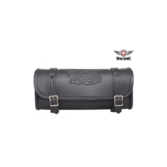 Dream Apparel Motorcycle Tool Bags with Flames Handlebar Bag Universal Motorcycle Fork Bag Saddlebags Sissy Bar Storage Tool Bag for Motorcycle ‎Black with Eagle