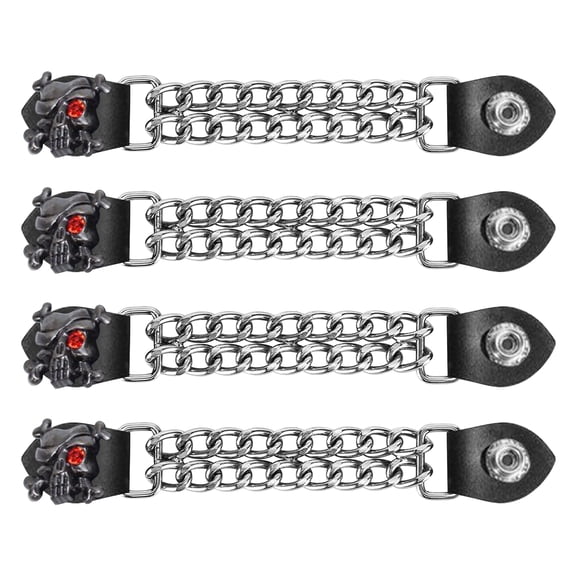 Dream Apparel Motorcycle Vest Extenders for Mans Biker Double Diamond Cut Chrome Chain 4PCS