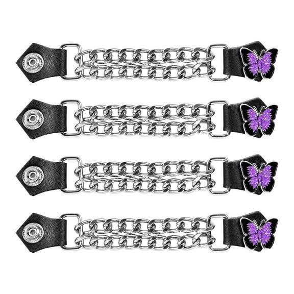 Dream Apparel Motorcycle Vest Extenders for Women Biker Double Diamond Cut Chrome Chain 4PCS