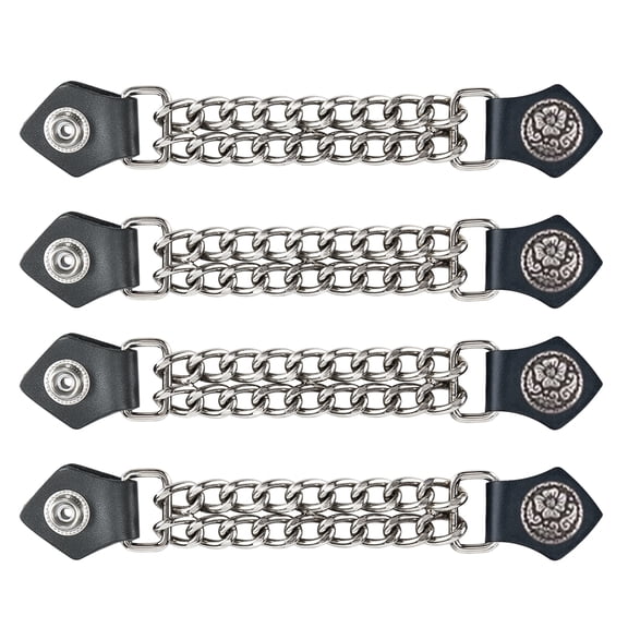 Dream Apparel Motorcycle Vest Extenders for Women Biker Double Diamond Cut Chrome Chain 4PCS