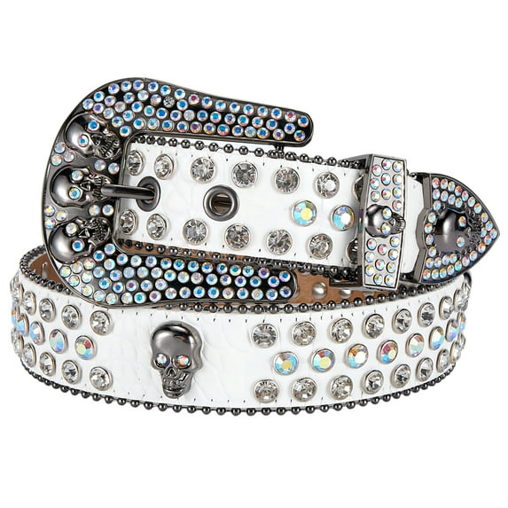 Dream Apparel Rhinestone Belt for Men and Women, Western Cowgirl Cowboy Bling Studded Diamond Belt Faux Leather Belt for Jeans Pants Dress
