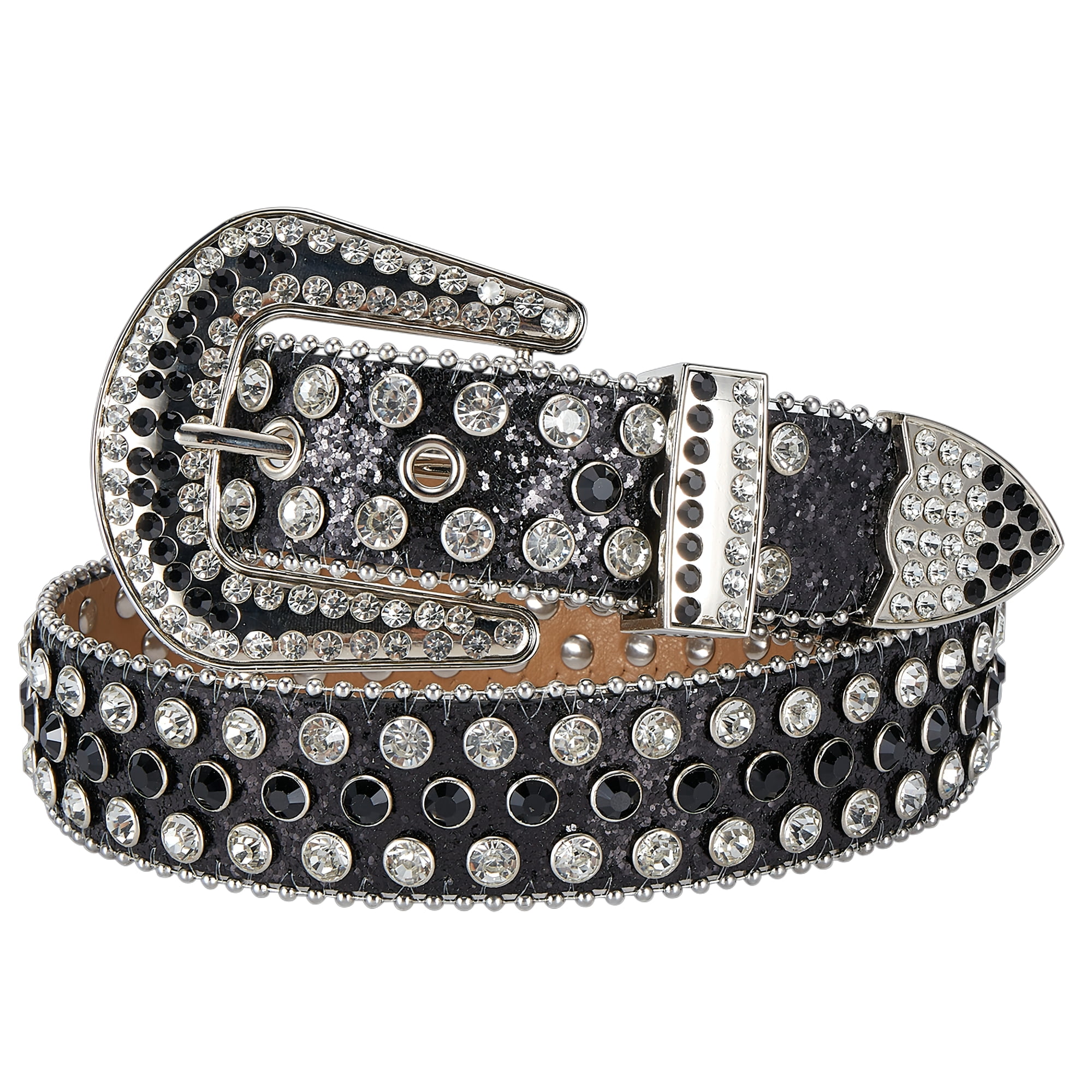 4623 Western Cowgirl Faux Alligator Rhinestone Studded Leather Belt, Silver Dream Apparel Rhinestone Belt for Men and Women, Western  main image 2