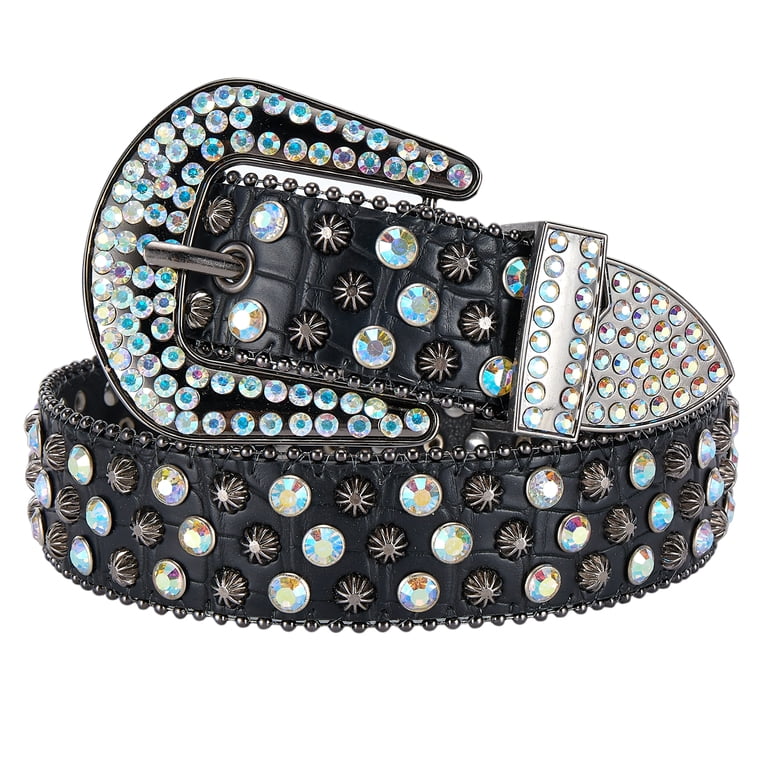 Rhinestone Studded Western Belt Faux Leather Bling Cowboy Cowgirl Style Rhinestone Faux Leather Belt Men & Women Western Cowgirl  main image 4
