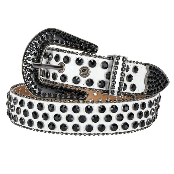 Dream Apparel Rhinestone Belt for Men and Women, Western Cowgirl Cowboy Bling Studded Diamond Belt Faux Leather Belt for Jeans Pants Dress