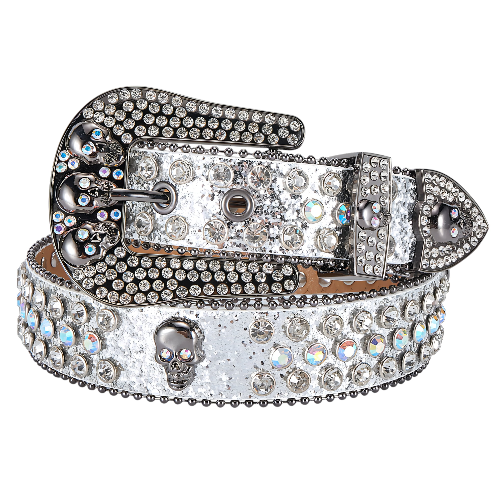 Rhinestone Studded Belt Sparkly Bling Western Cowboy Cowgirl Unisex PU Leather Women Western Rhinestone Studded Leather Belt Cowgirl Bling  main image 3