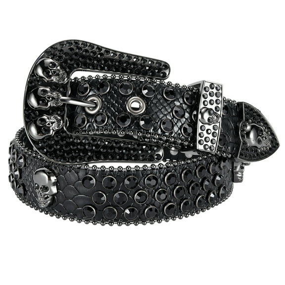 Dream Apparel Rhinestone Belt for Men and Women, Western Cowgirl Cowboy Bling Studded Diamond Belt Faux Leather Belt for Jeans Pants Dress