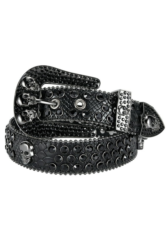 Rhinestone Belt for Men and Women, Western Cowgirl Cowboy Bling Studded Diamond Belt Faux Leather Belt for Jeans Pants Dress
