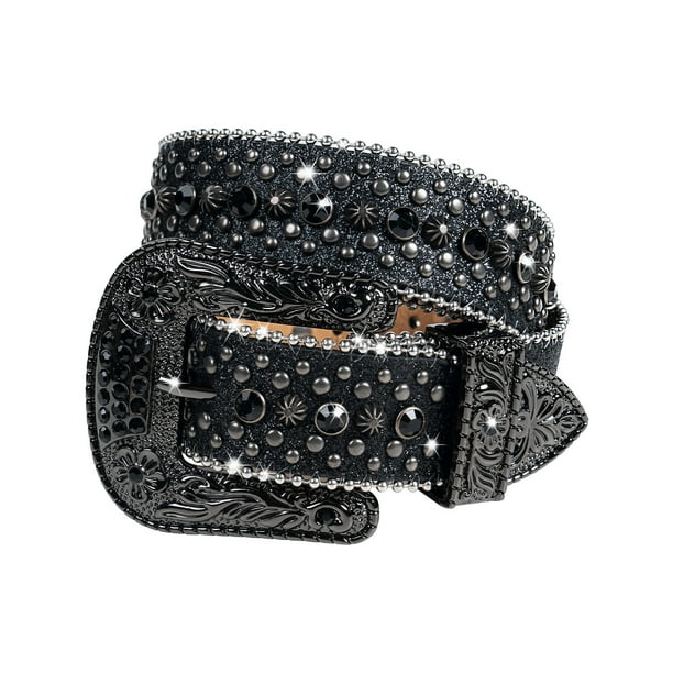 Rhinestone Belt-Genuine Leather. Studded Belt Western Style Bling Belt Amazon.com: Rhinestone Studded Leather Belt Western  main image 4