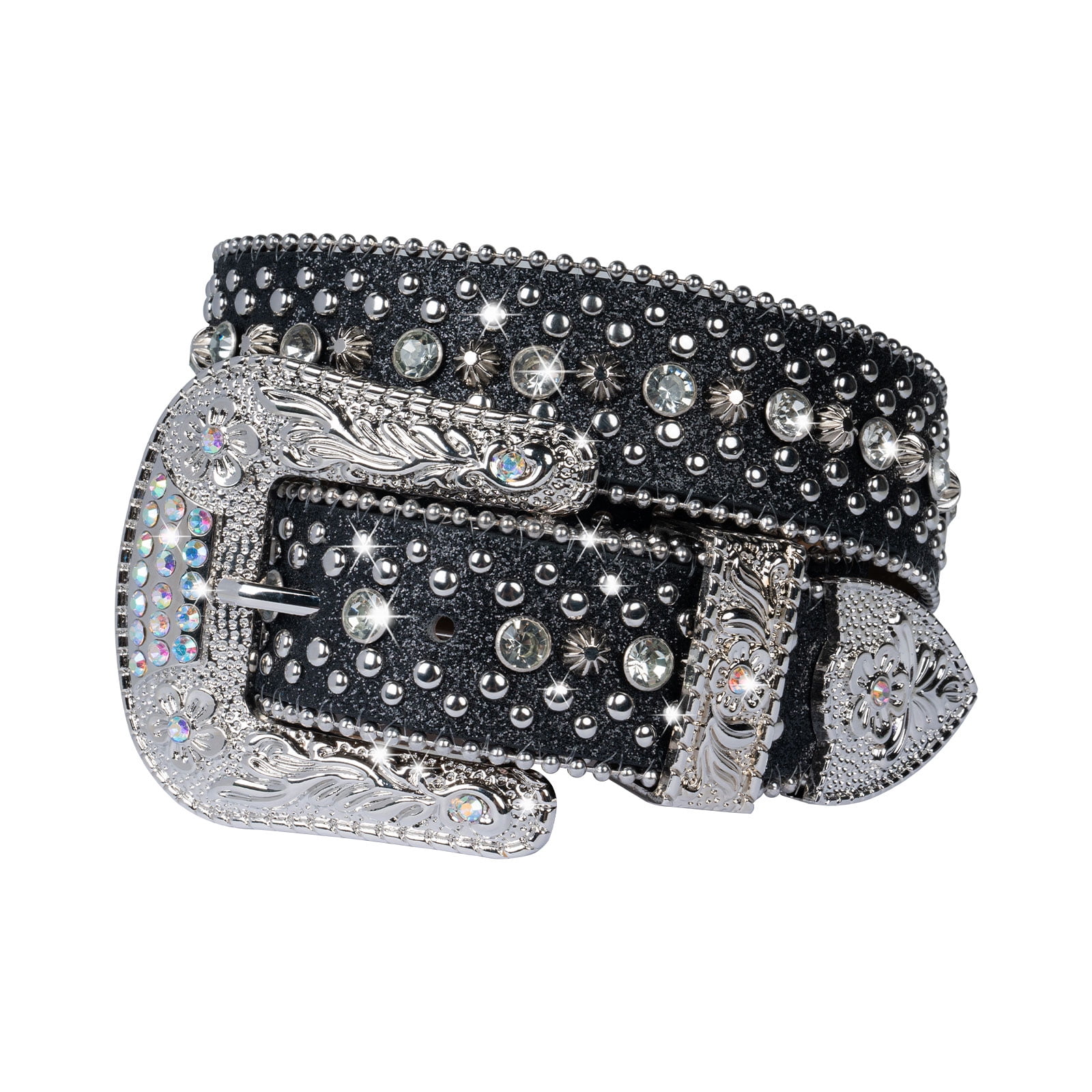 Dream Apparel Rhinestone Belt for Men and Women Western Cowgirl Cowboy Bling Studded Diamond Belt Faux Leather Belt for Jeans Pants Dress