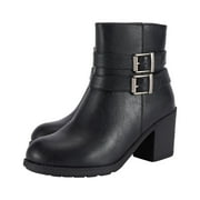 Dream Apparel Womens Ankle Boots Faux Leather Biker Riding Boots Motorcycle Combat Boots