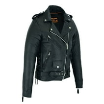 Dream Apparel Women’s Classic Leather Motorcycle Jacket Biker Jacket for Ladies