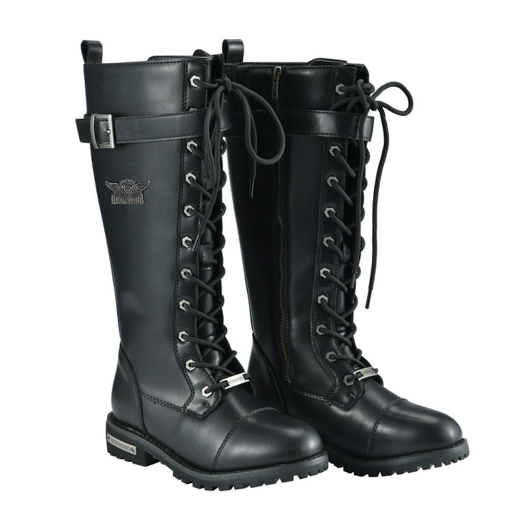 Dream Apparel Women's Knee High Riding Combat Boots, PU Leather