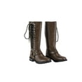 thumbnail image 1 of Dream Apparel Women's Motorcycle Riding Boots Knee High Boots Biker Boots Lace Up, 1 of 5