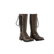 Dream Apparel Womens Motorcycle Riding Boots Knee High Boots Biker Boots Lace Up